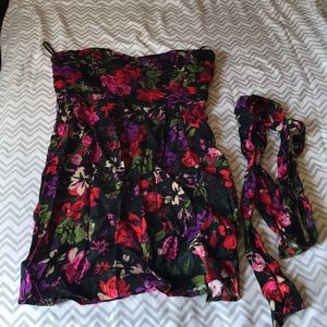 ASOS floral mini dress with tie